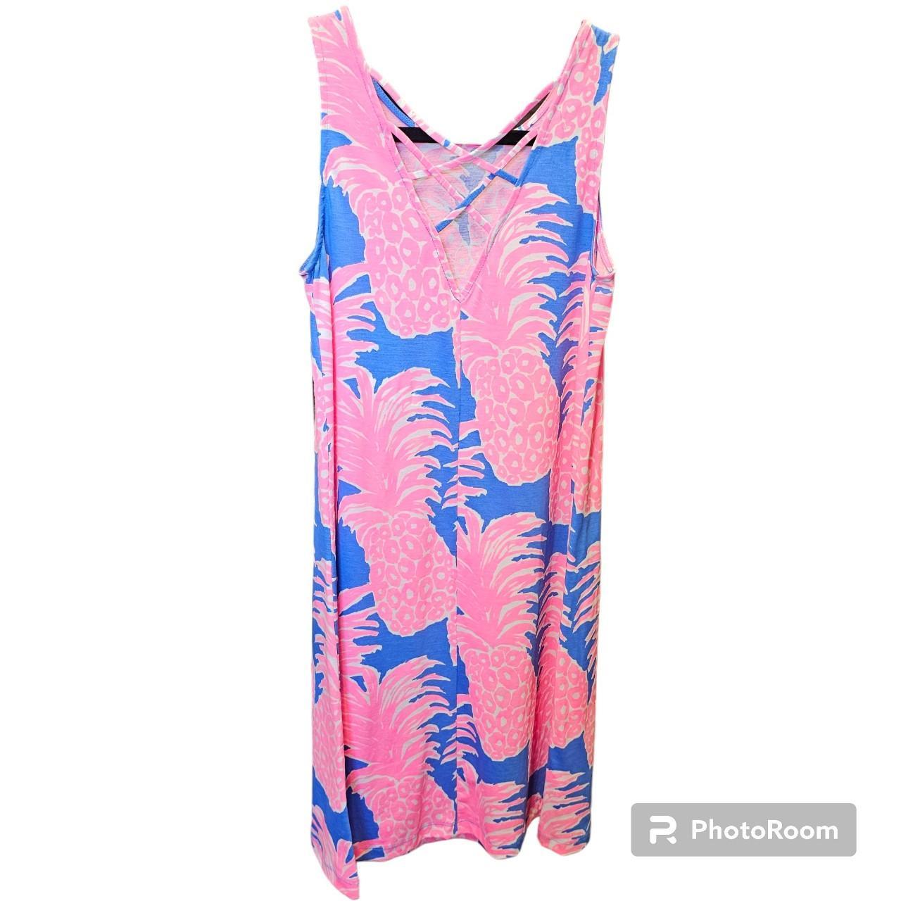 NEW Lilly Pulitzer Blue & Hot Pink Kristin Pineapple... - Depop