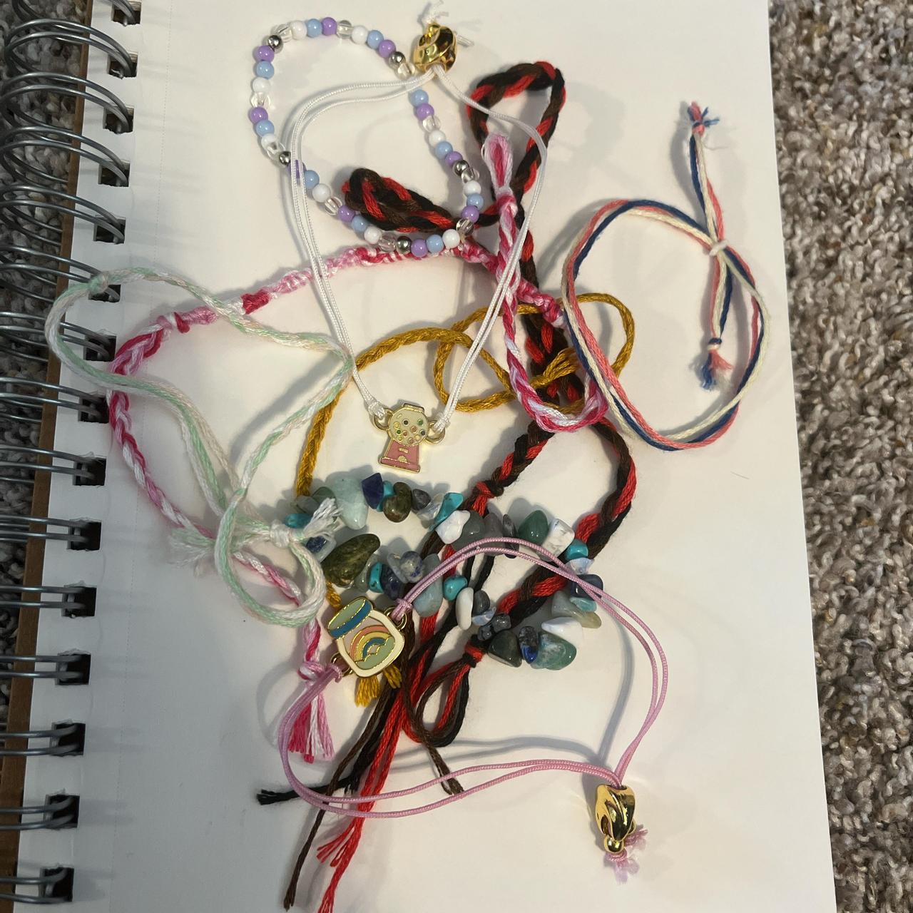 9 bracelets included. crystal, string, and beaded. - Depop