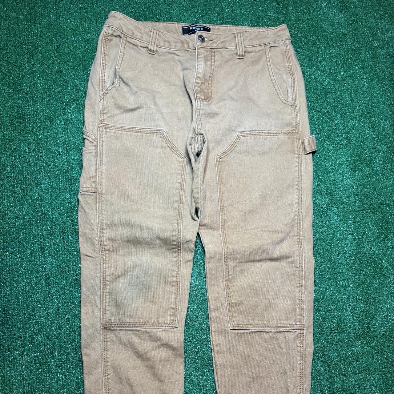 forever 21 khaki double knee carpenter jeans -31 - Depop