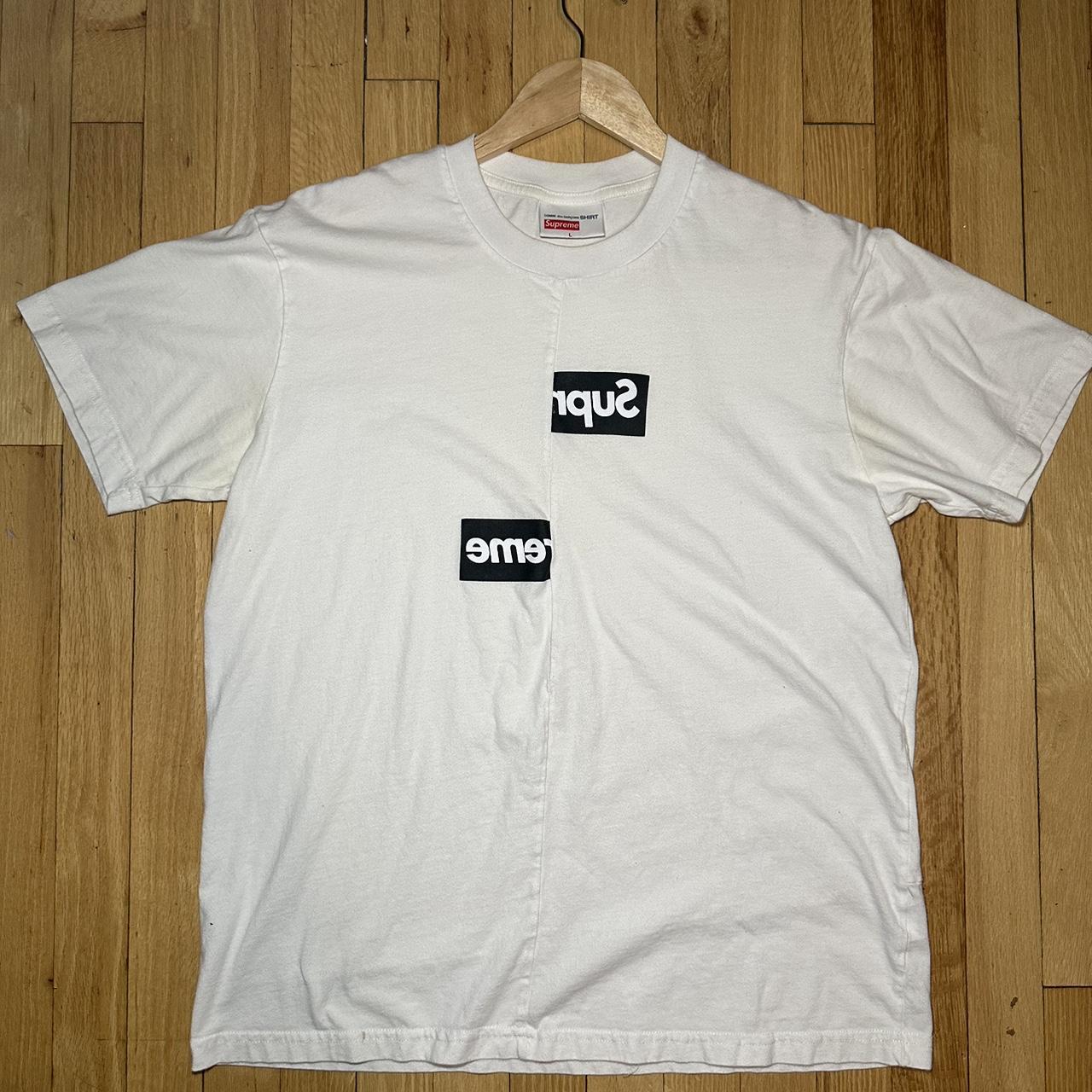 Supreme x CDG Split Box Logo Tee Size L 7/10 used... - Depop