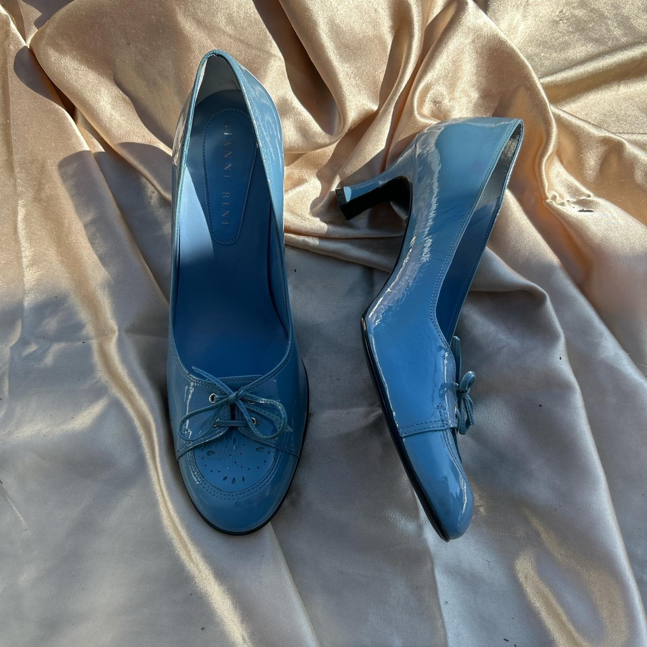 Baby Blue Vintage Gianni Bini Bow Button Stud  - Depop