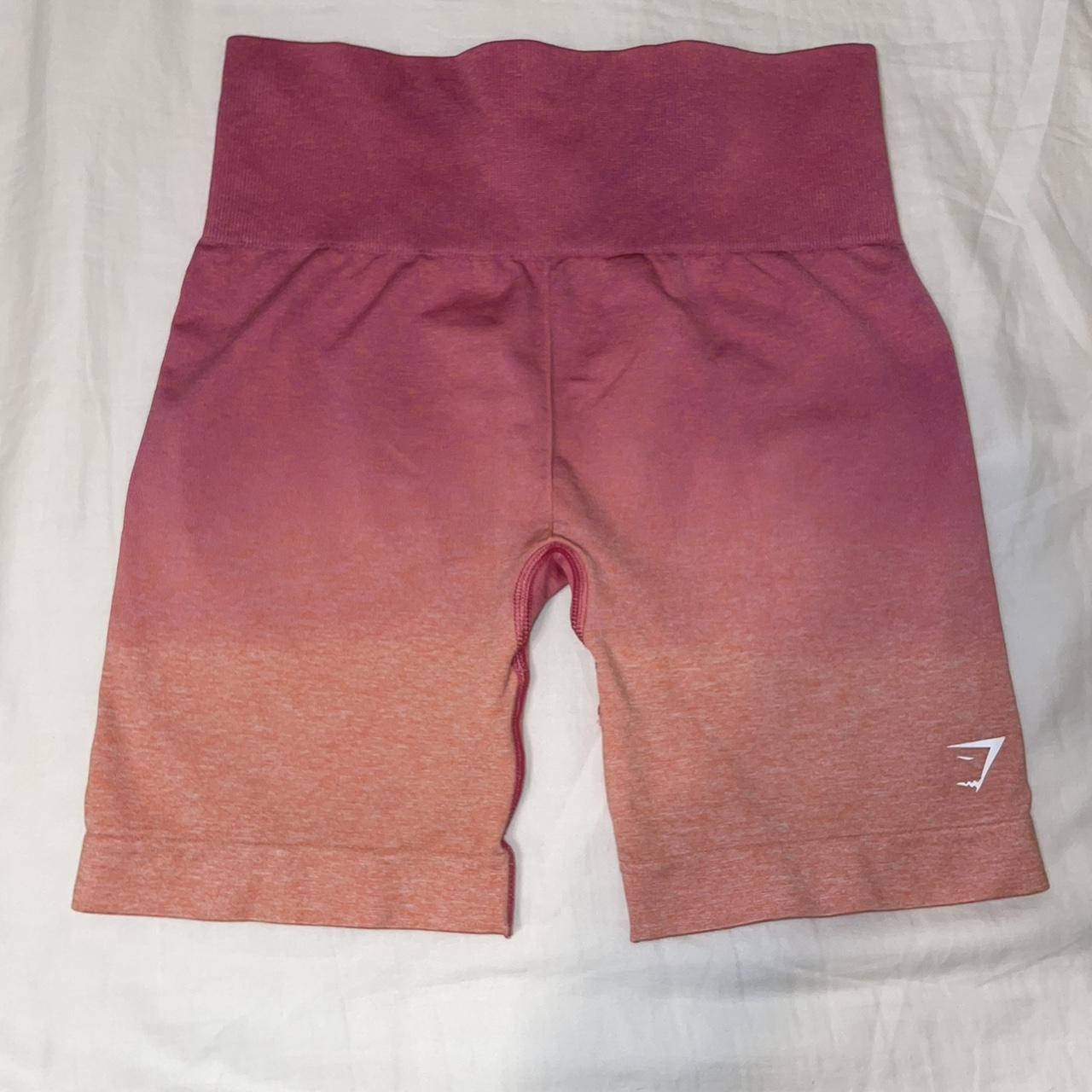 Gymshark pink and orange ombré seamless shorts in - Depop