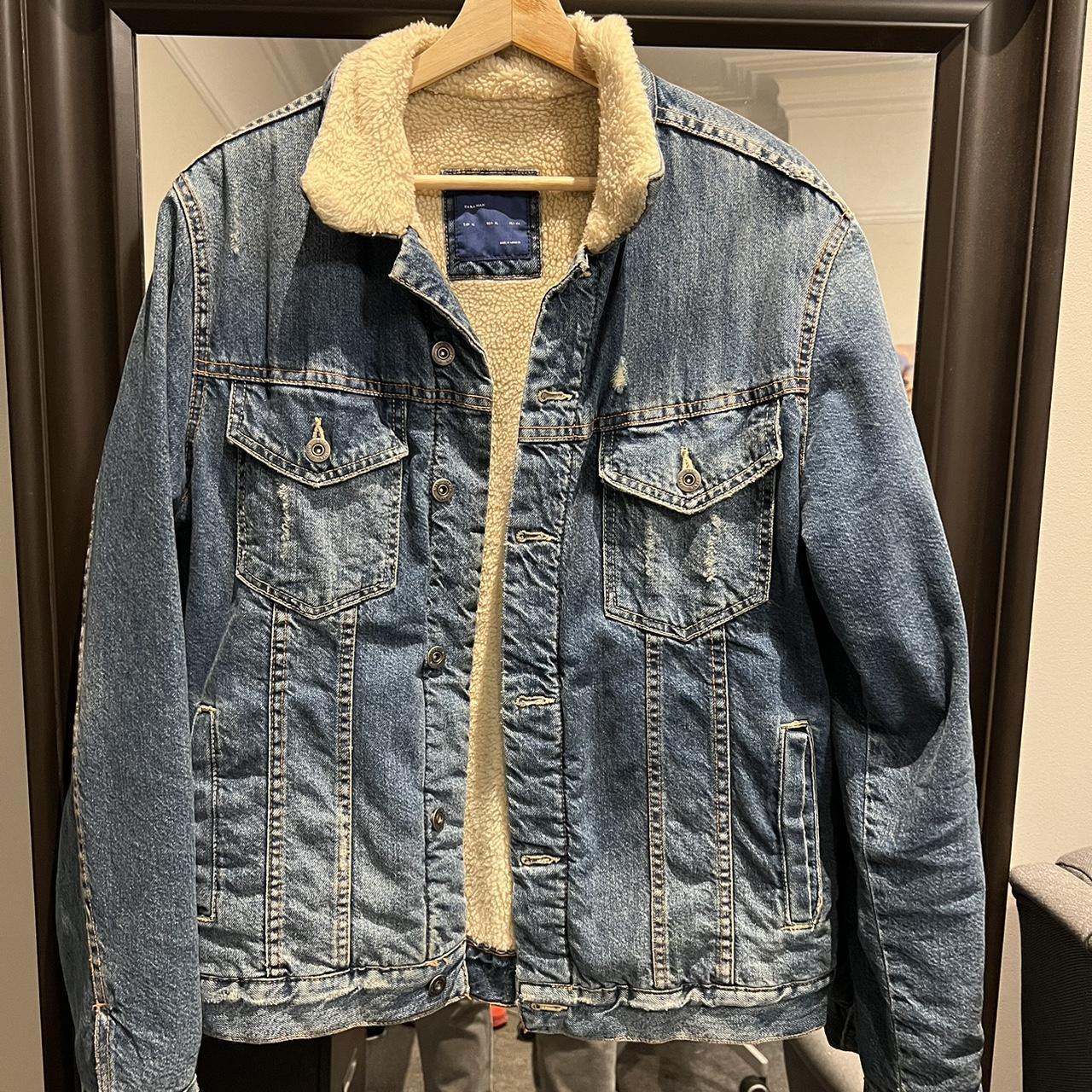 Jean jacket with fur mens sales zara