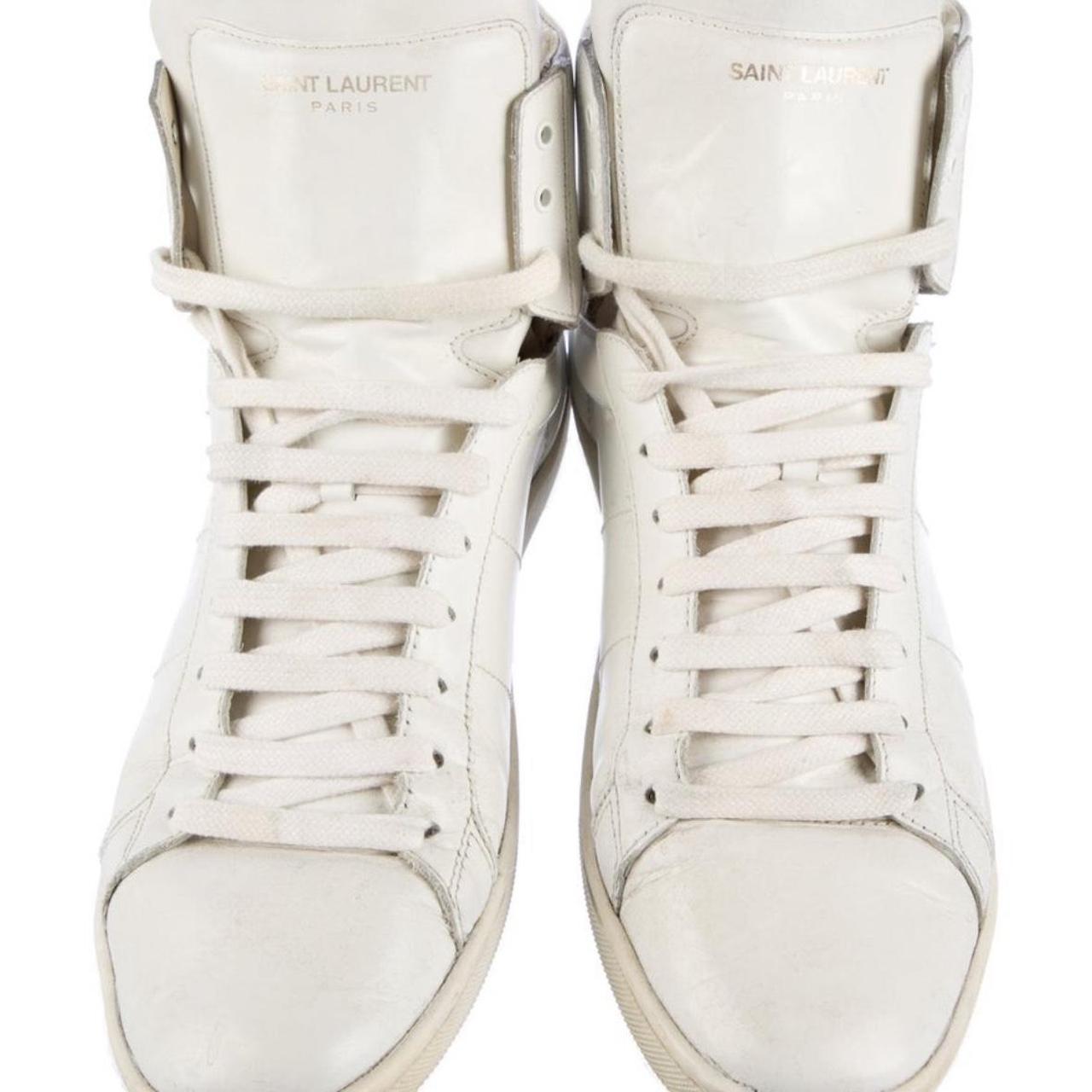 white saint laurent paris leather