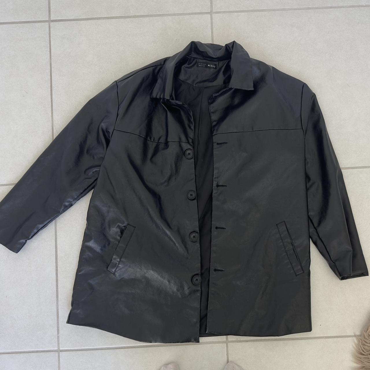 Long leather jacket from SHEIN - Depop