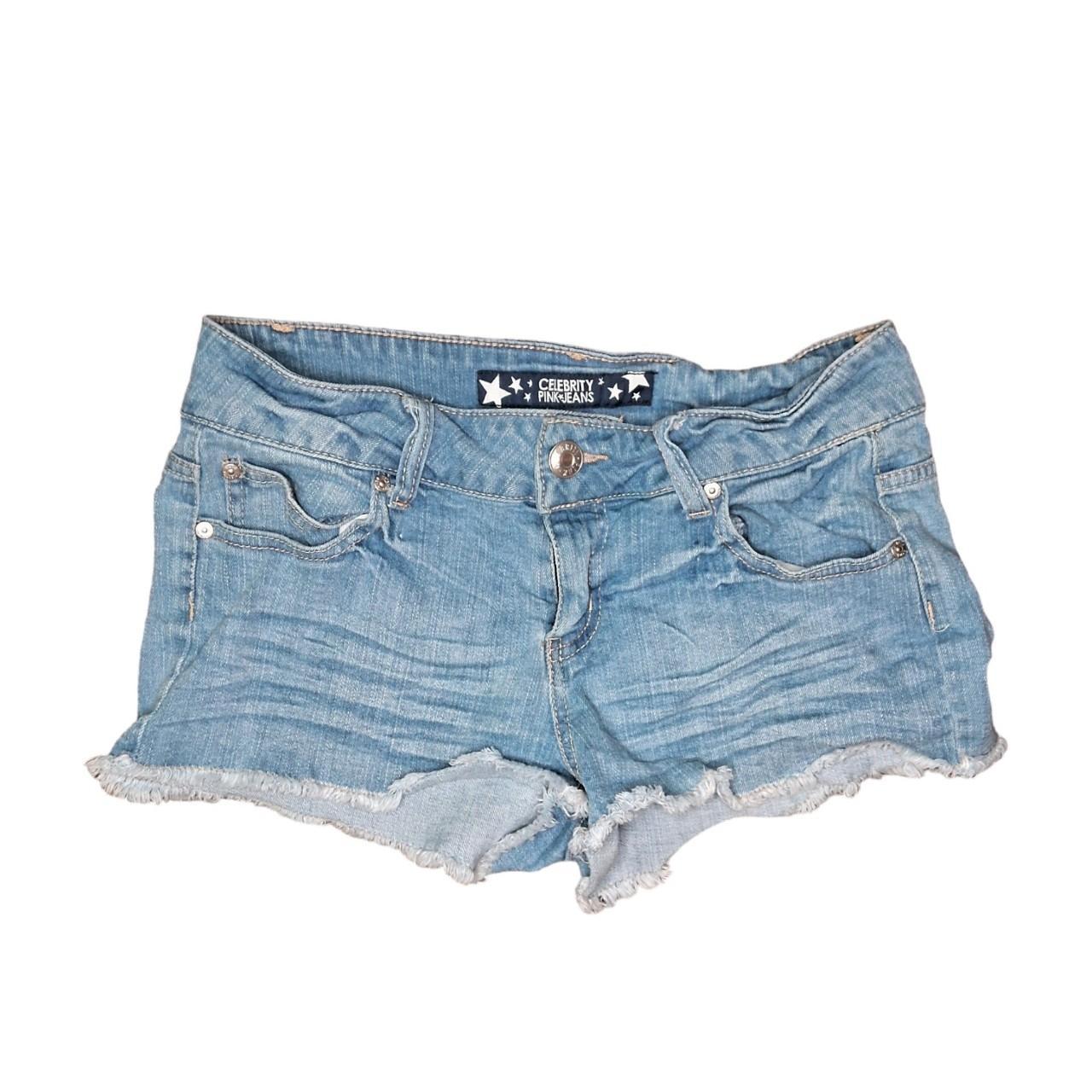 Celebrity fashion pink jean shorts