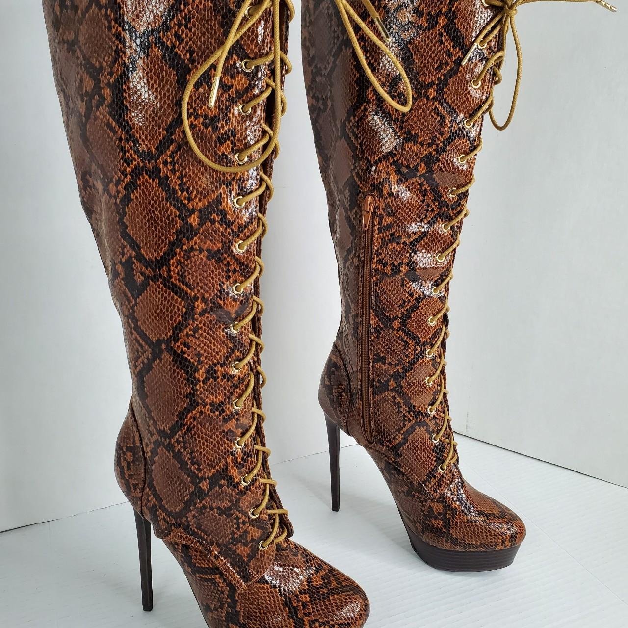 Faux snakeskin 2025 knee high boots