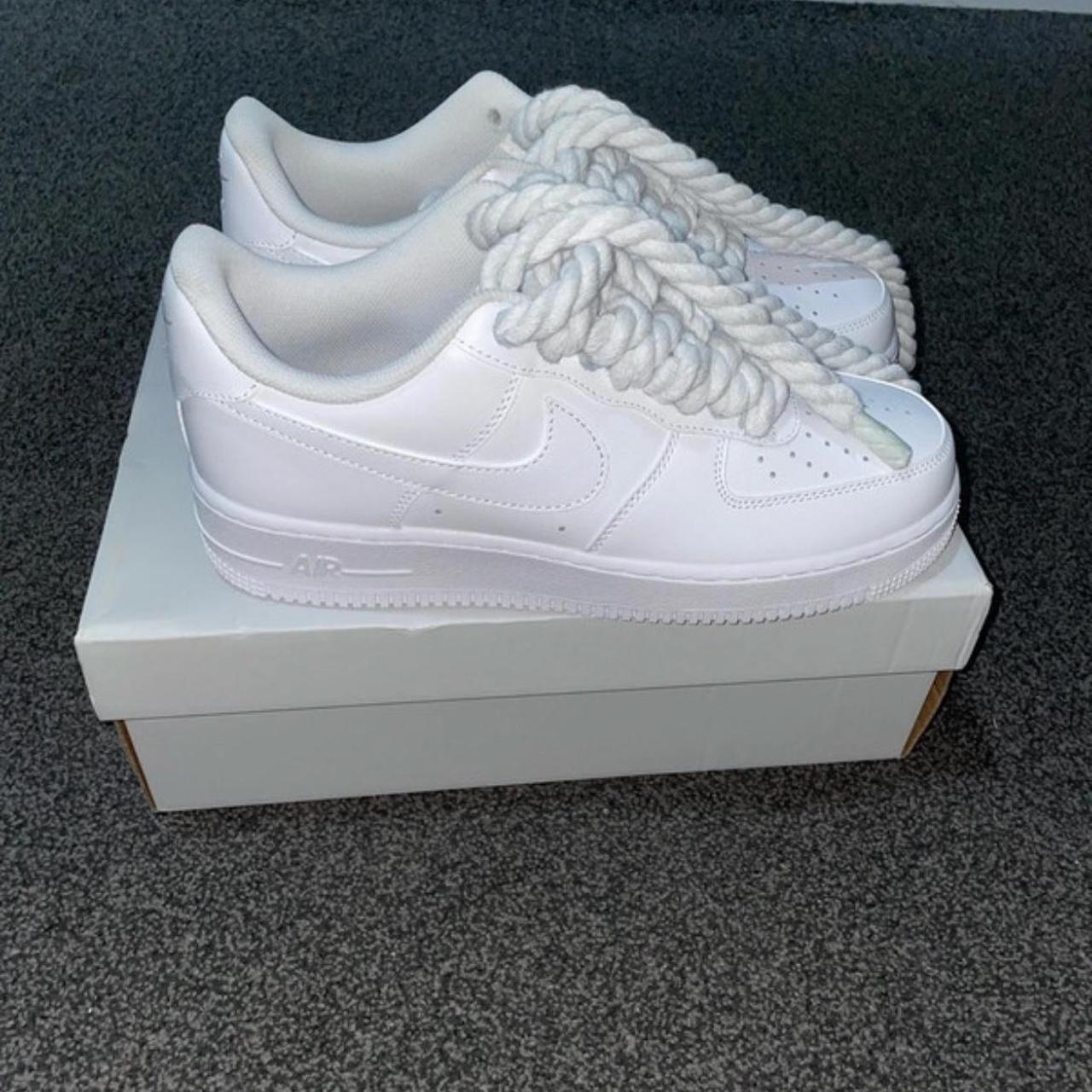 White mens Rope Laced Nike Air Force 1s Never worn... - Depop