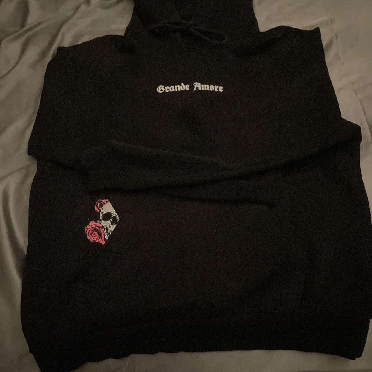 Grande Amore black and pink hoodie with custom patch Depop