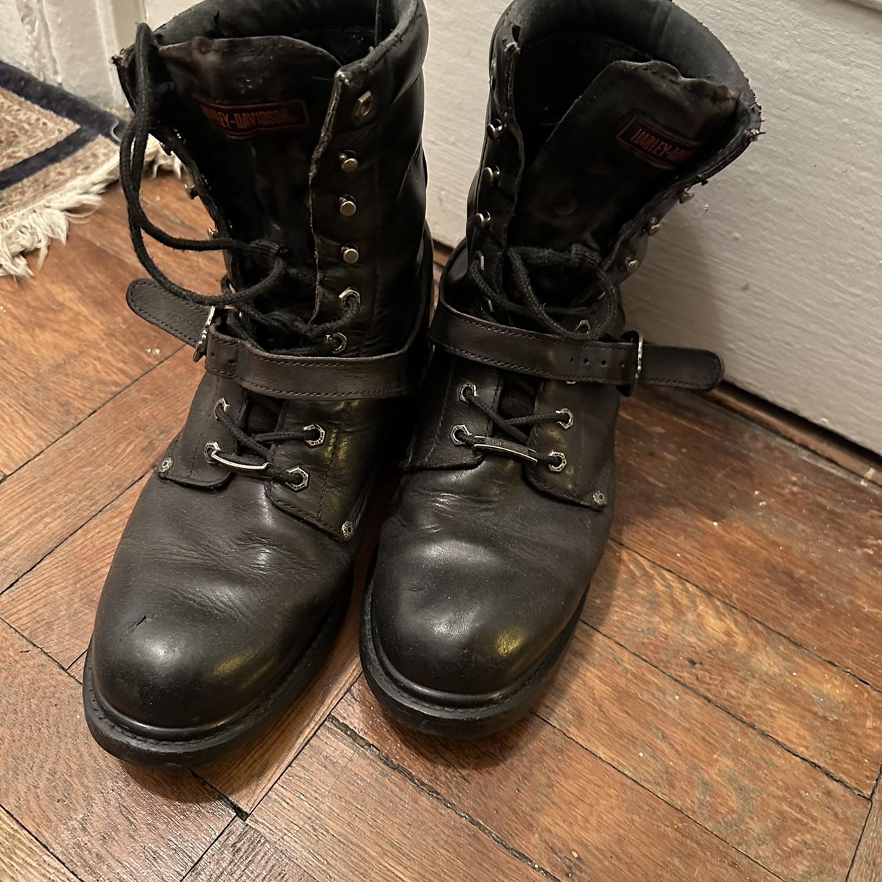 Harley Davidson motorcycle boots. Black leather in... - Depop