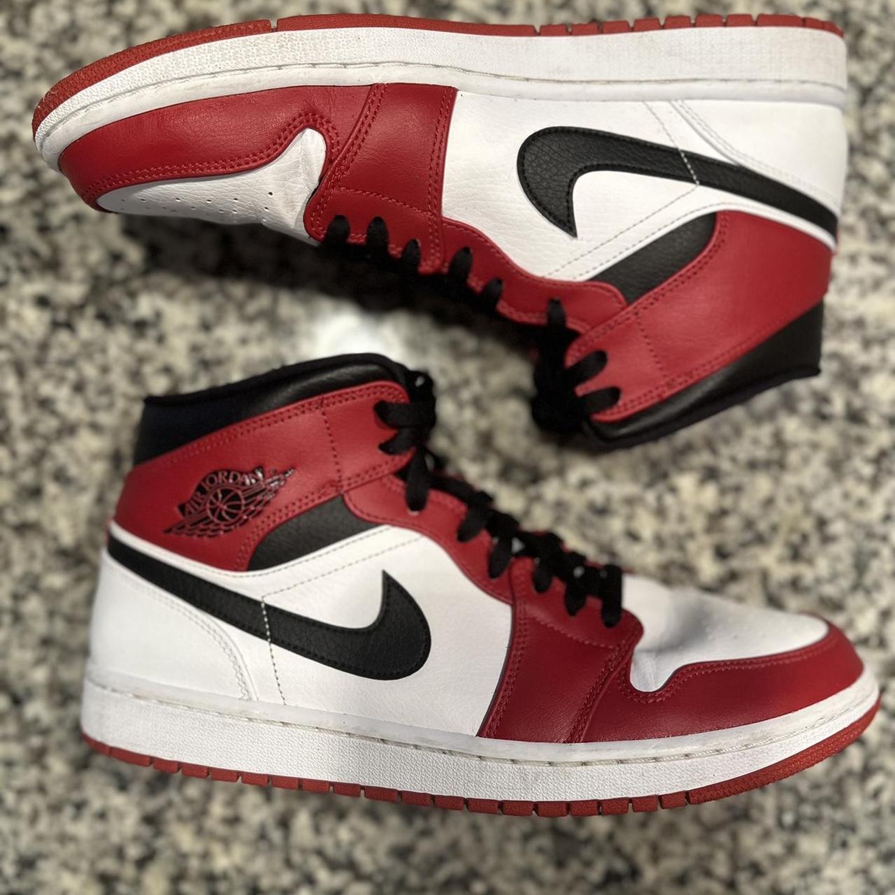 Nike Air Jordan 1 Mid Chicago/ White-heel Size 11,... - Depop