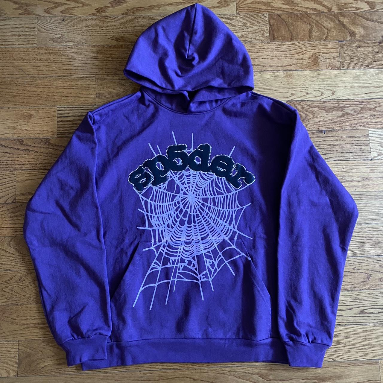 PURPLE SP5DER / YOUNG THUG WEB HOODIE USED, WEB ON... - Depop