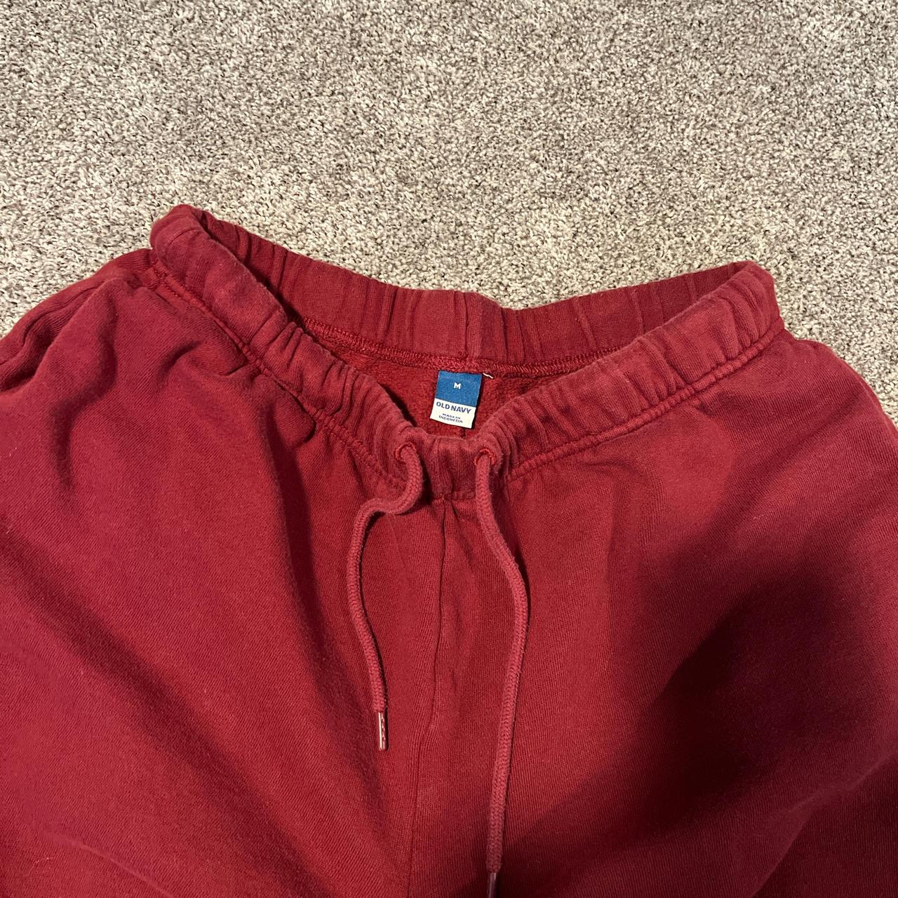 Old Navy Maroon Joggers with Logo on pant leg (SHIRT - Depop