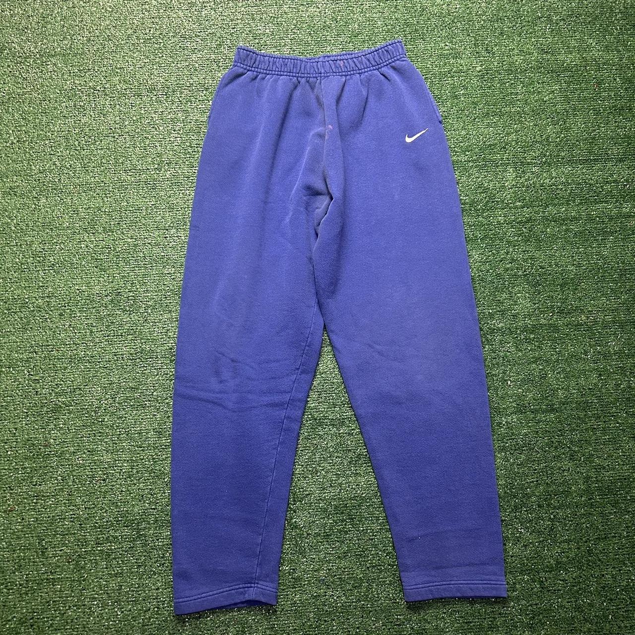 vintage nike embroidered logo purple sweatpants... - Depop