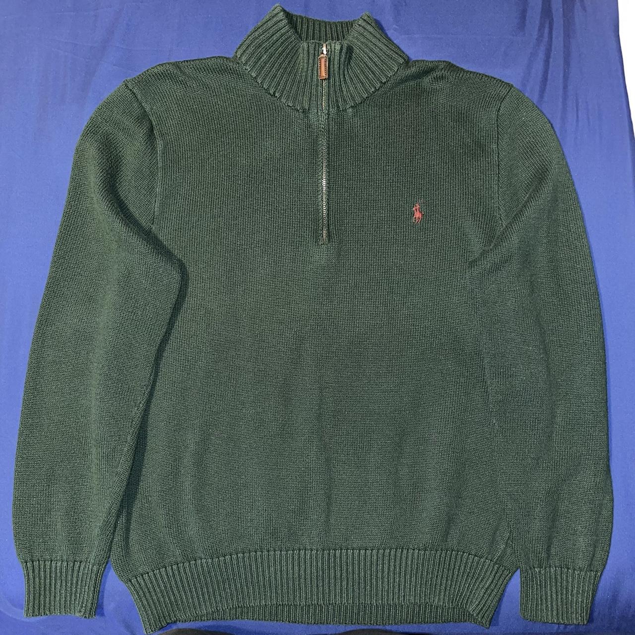 Polo by Ralph Lauren green half zip knit sweater.... - Depop