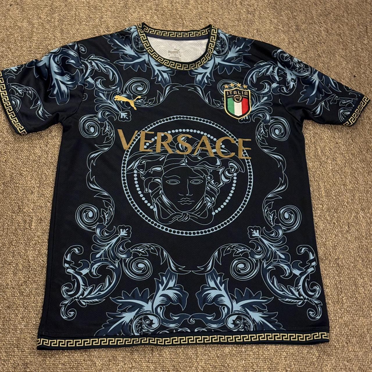 Puma x Versace football t shirt Italy Like brand new - Depop