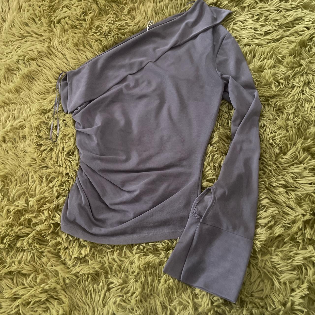 Zara grey one shoulder top never worn - Depop