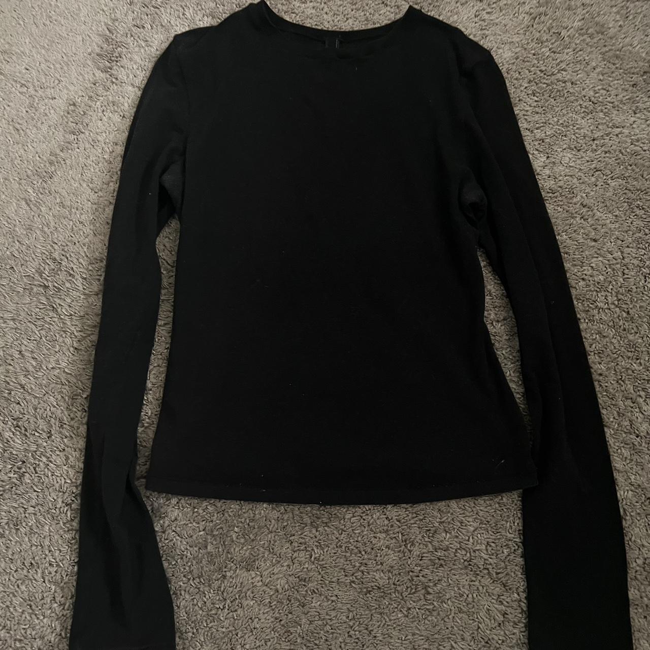 Skims Black Cotton Long Sleeve - Depop