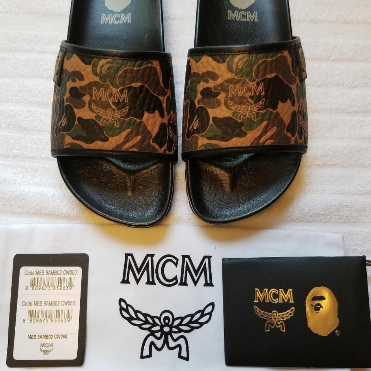 RARE NEW AUTHENTIC BAPE MCM SLIDES BRAND NEW AND Depop