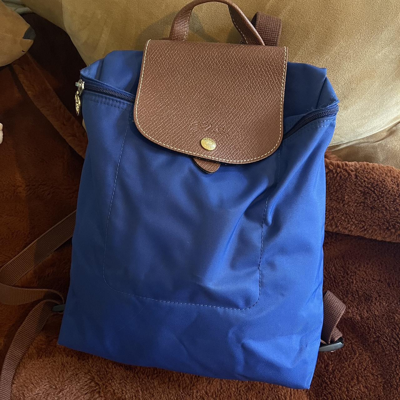 Blue longchamp backpack Depop