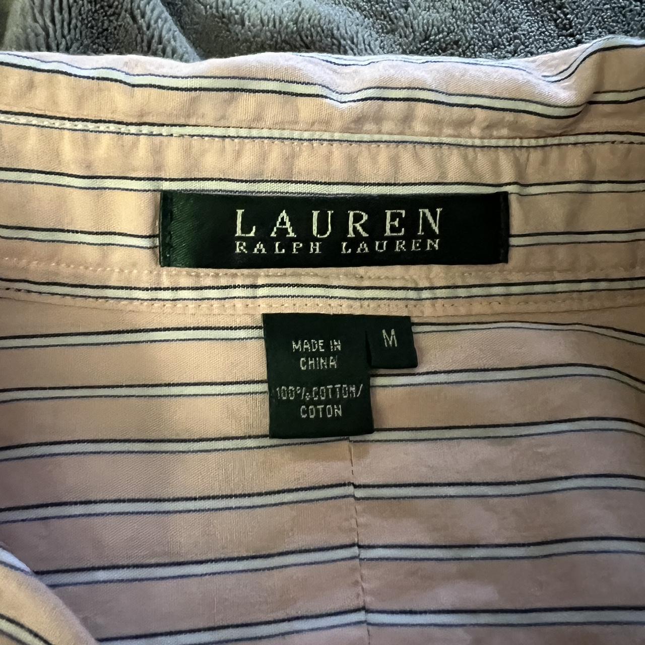 Pink striped Ralph Lauren button down. Women’s, size... - Depop