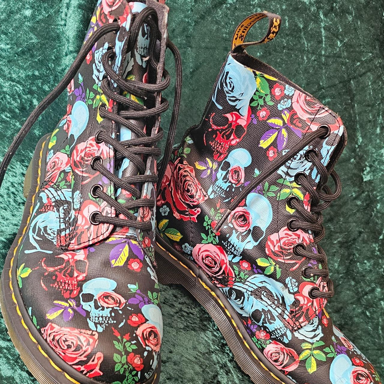 Dr Martens 1460 Pascal Rose Floral Skull Fantasy 8. Depop