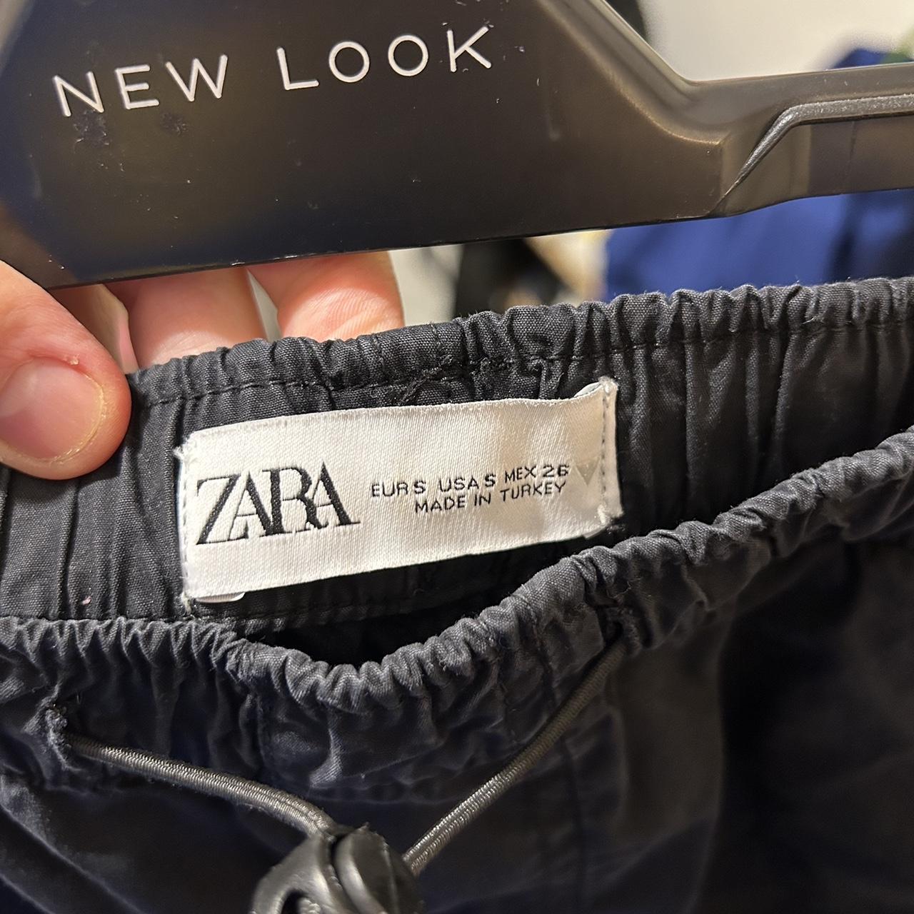 Zara black balloon cargo pants with drawstring waist... - Depop