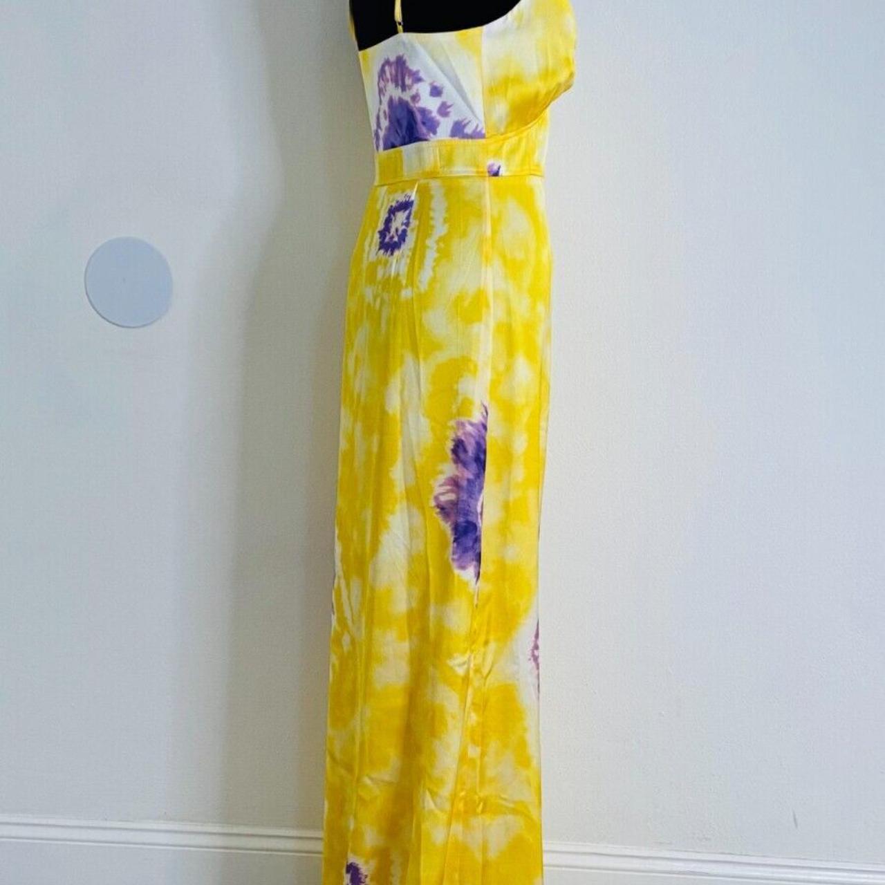 Lini Noelle Button on sale Front Tie Dye Maxi Sleeveless Dress Yellow Women Medium NWT