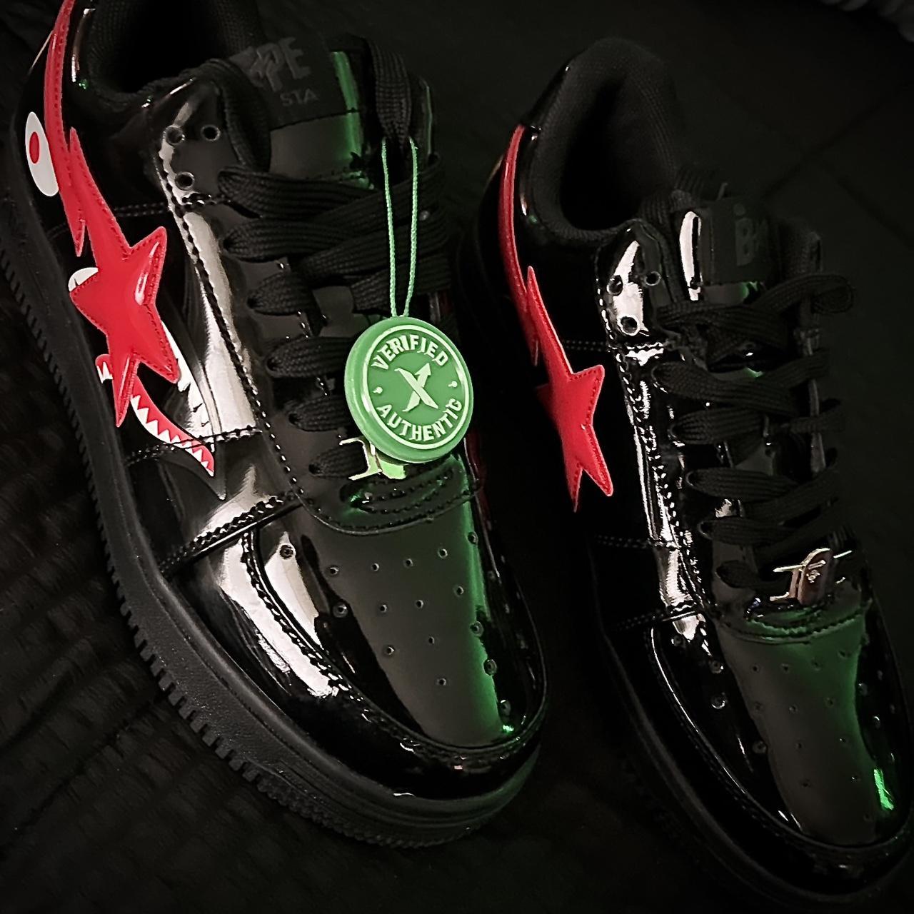 bathing Ape Bape Sta Low Shark Black Shoes Size ,8... - Depop