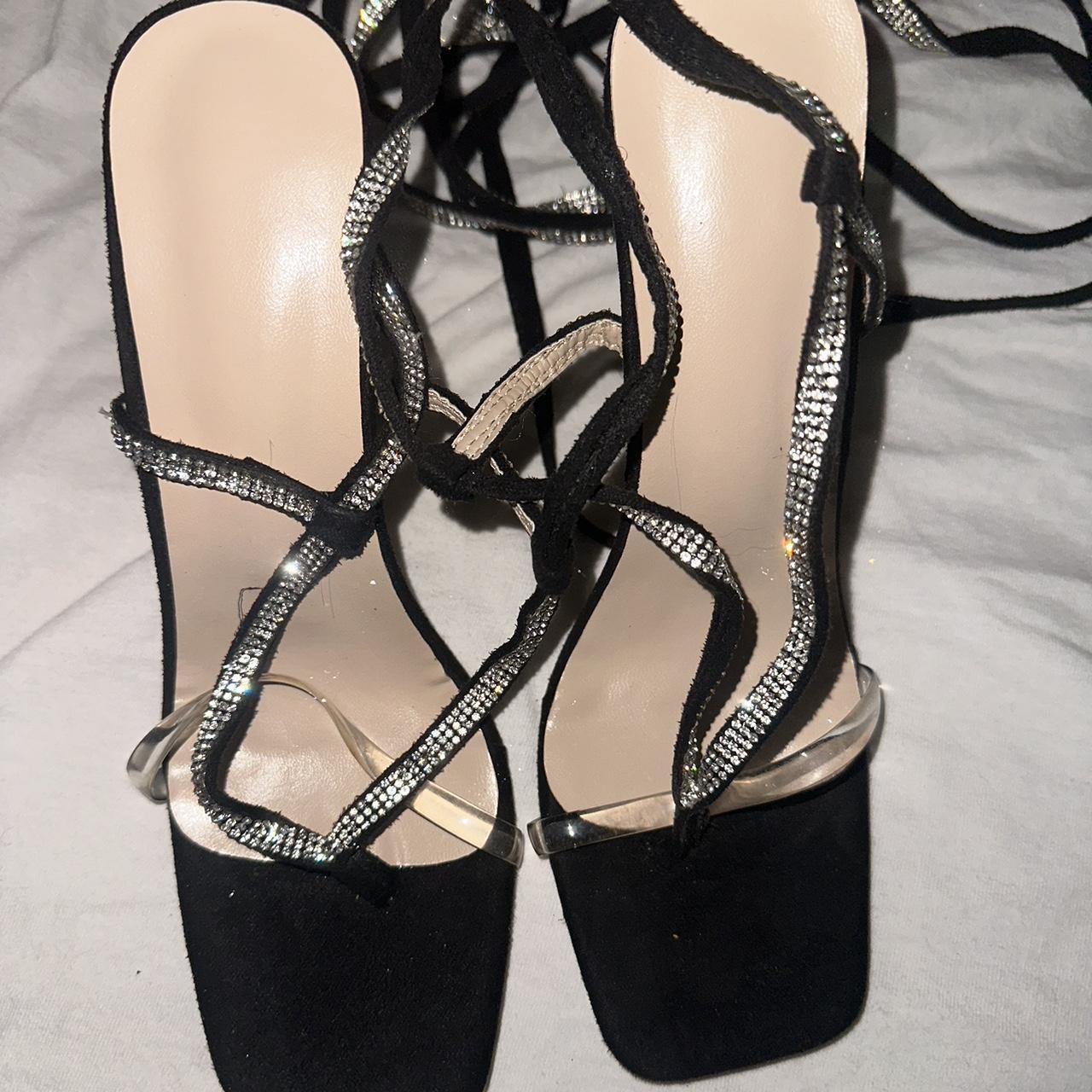 sparkly lace up heels