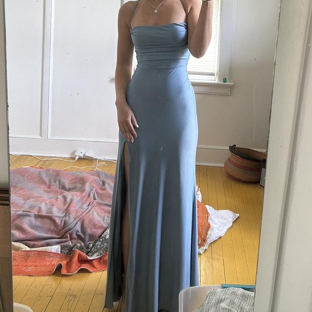 Light blue fitted prom dress, worn once! Depop