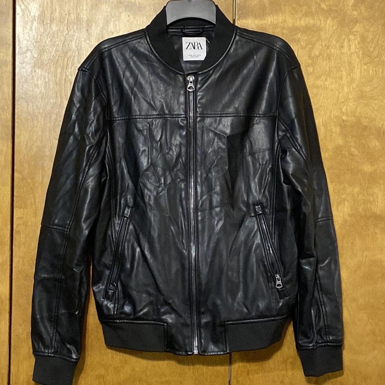 Zara Faux Leather Jacket Medium - Depop