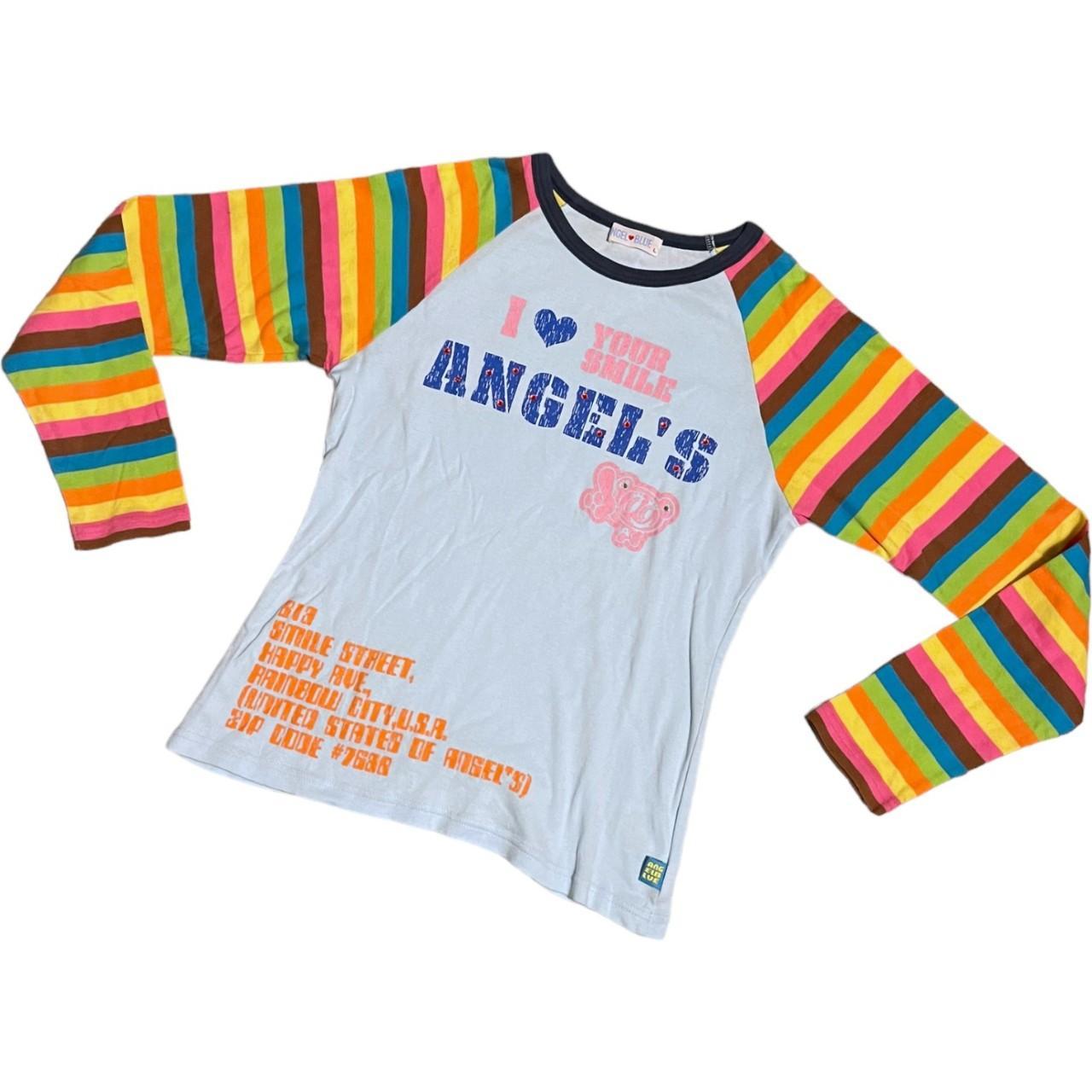 Angel Blue Japan stripey graphic long sleeve... Depop