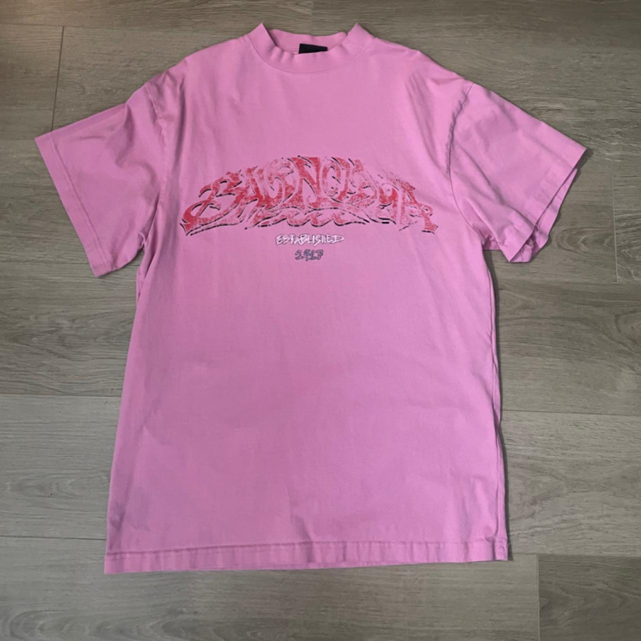 BALENCIAGA PINK OFFSHORE SHIRT SIZE 1 FITS LIKE... - Depop