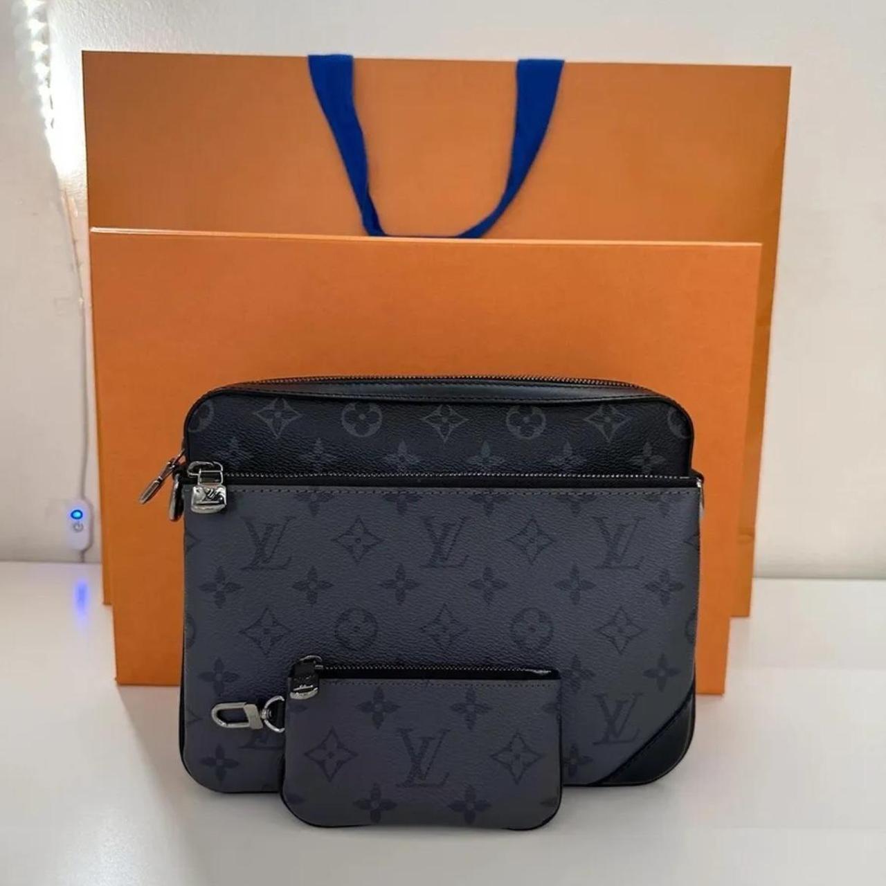 Grey/Black LV Trio Bag 💼 Widely loved, perfect for... Depop