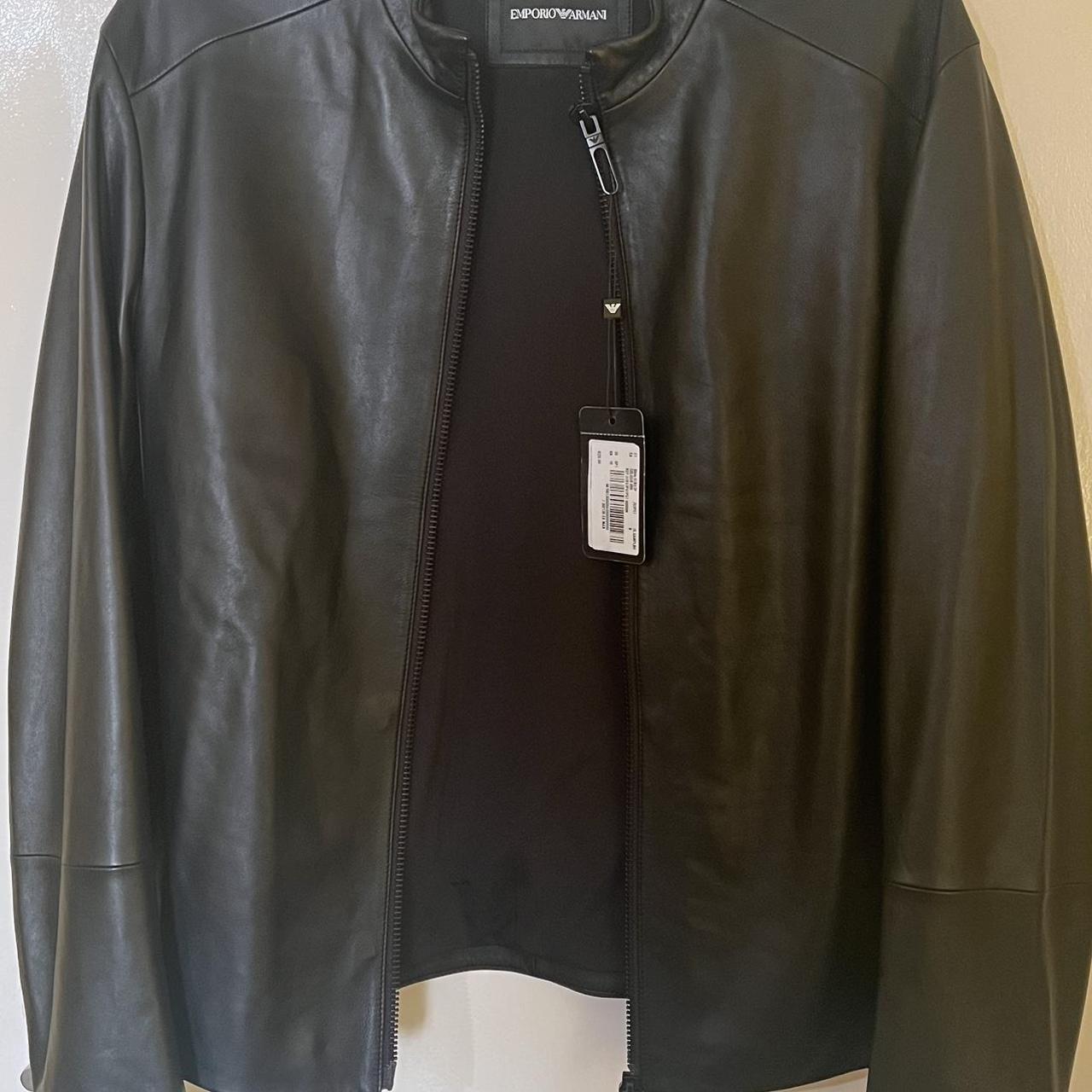 Emporio armani outlet leather jacket mens