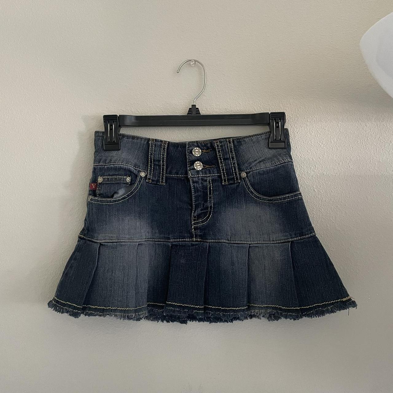 Vintage Brand Ymi Denim Mini Pleated Skirt Great Depop