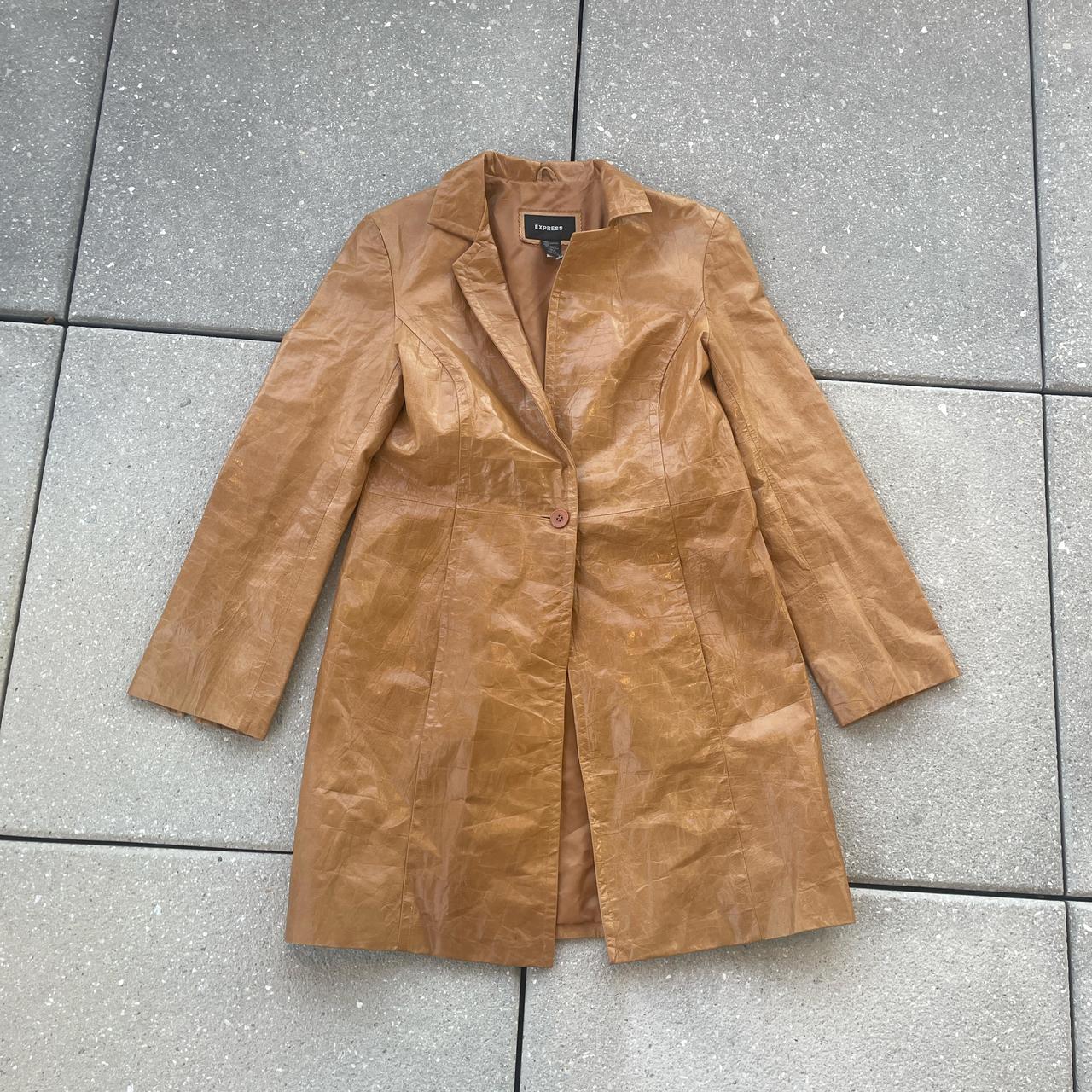 Express Women's Jacket Brown/Tan 11 – Tan leather trench coat