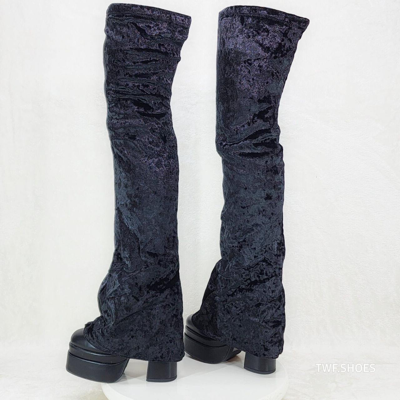 Thigh high outlet black velvet boots