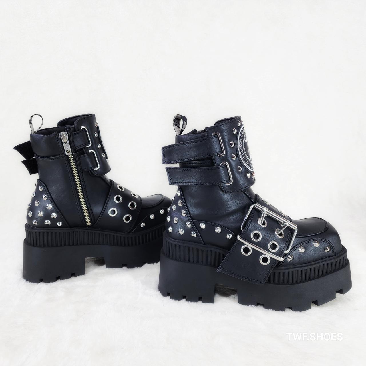 Wicked Wrath 58 Square Toe Goth Lace Up Big Buckle | Depop