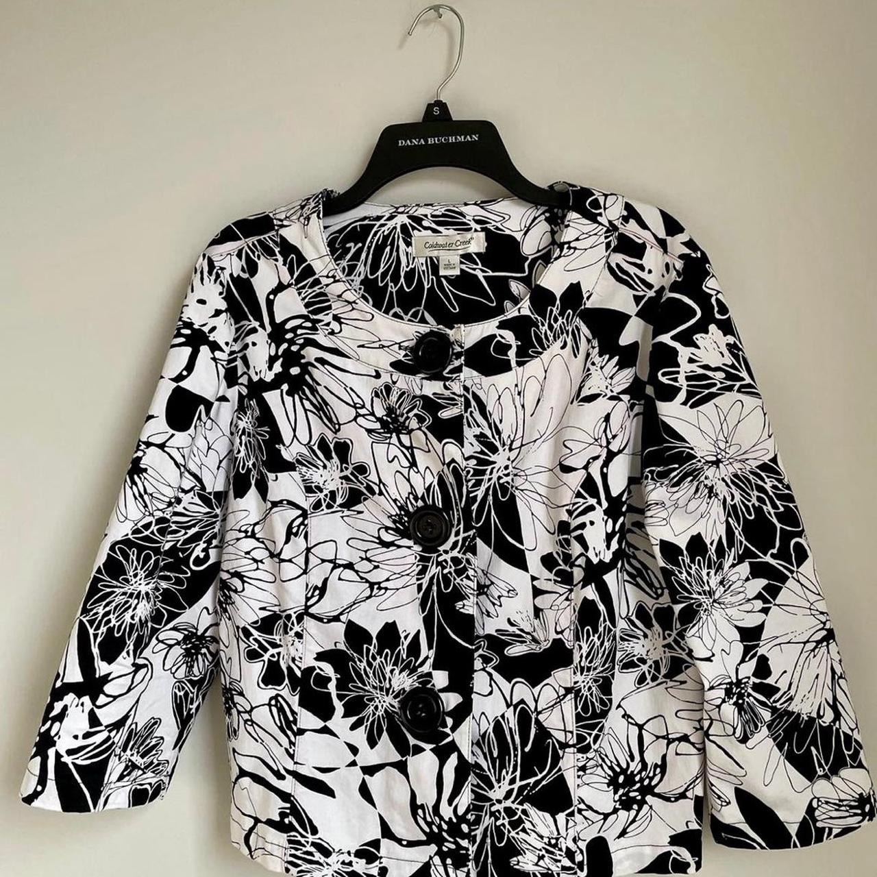 Coldwater Creek Black And White Floral Blouse, - Depop