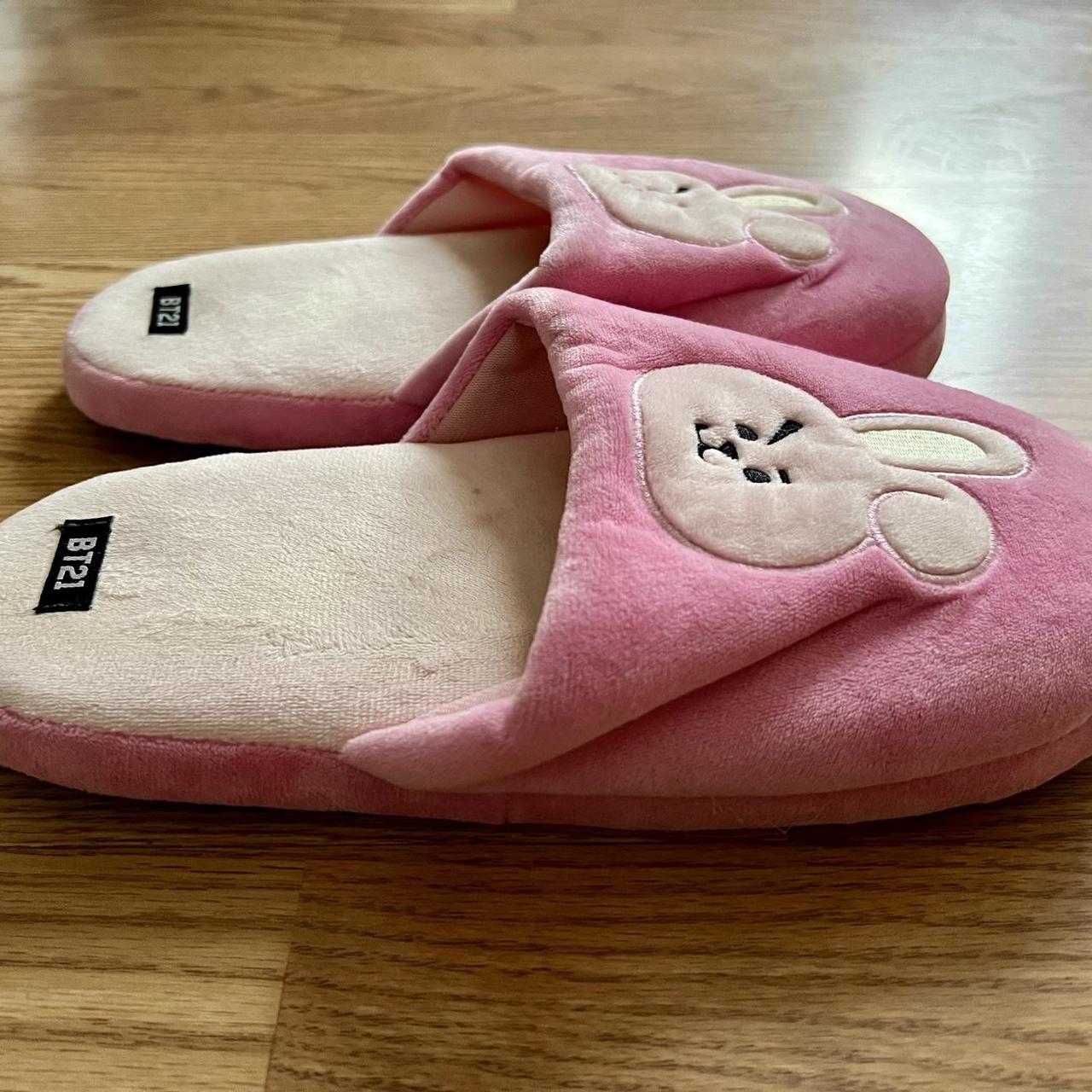 BT21 Cooky pink plush house slippers. One size item Depop