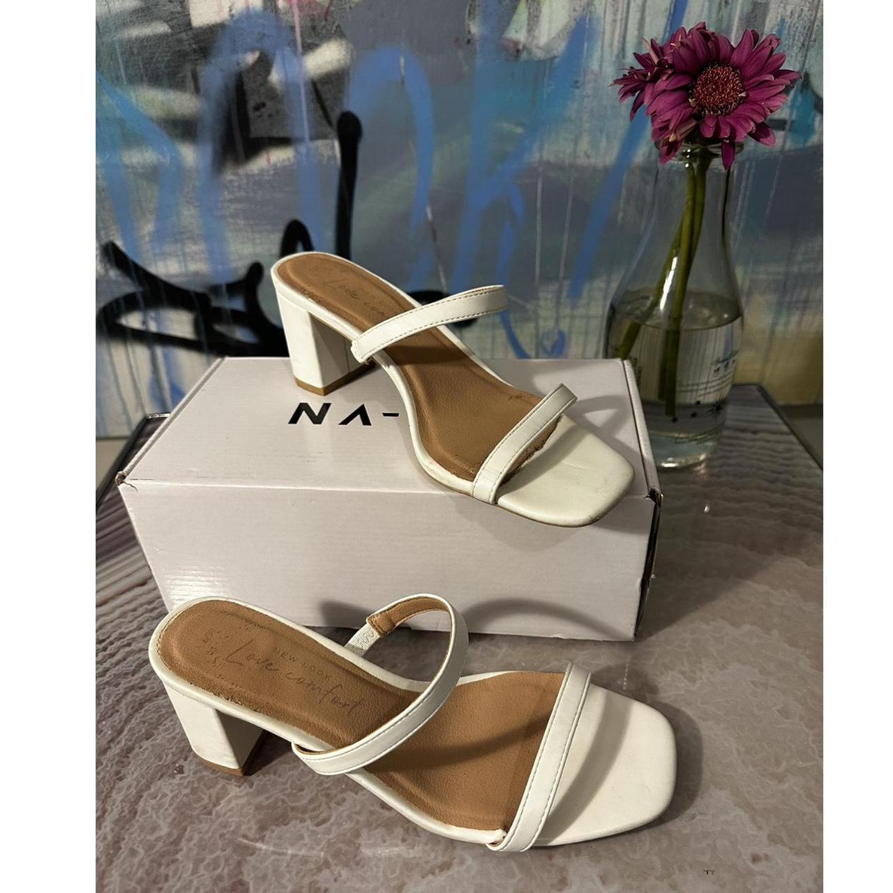 trendy white sandals