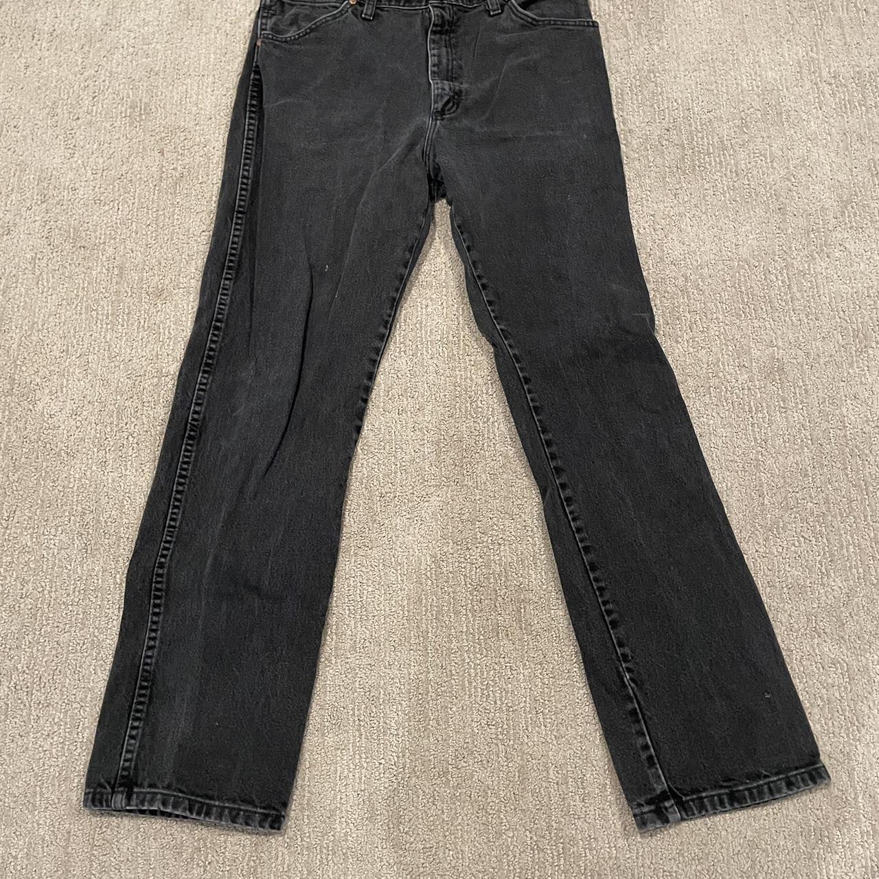 Black denim wrangler jeans. Very good quality and... - Depop