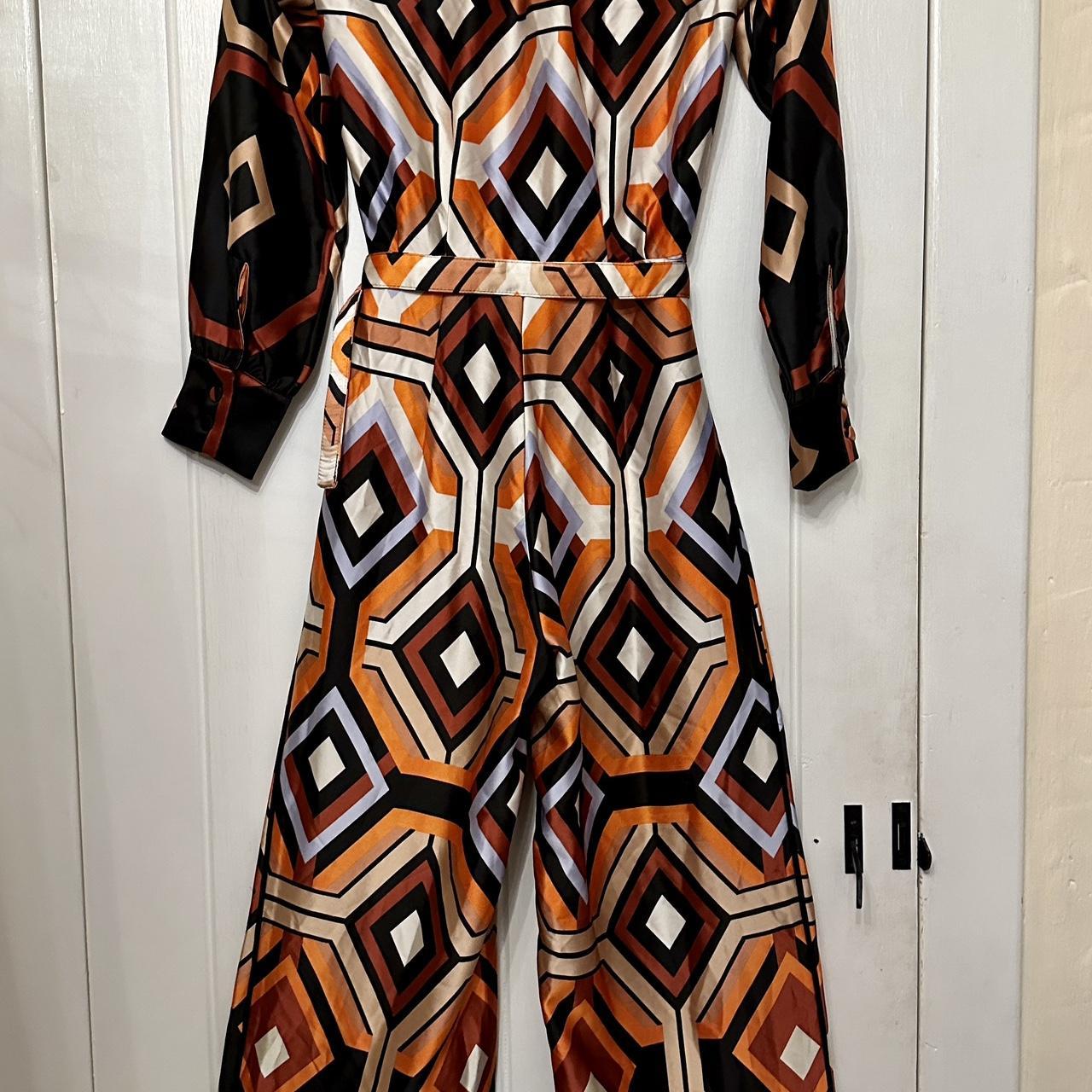 ZARA MOD RETRO GEOMETRIC BELTED WIDE LEG