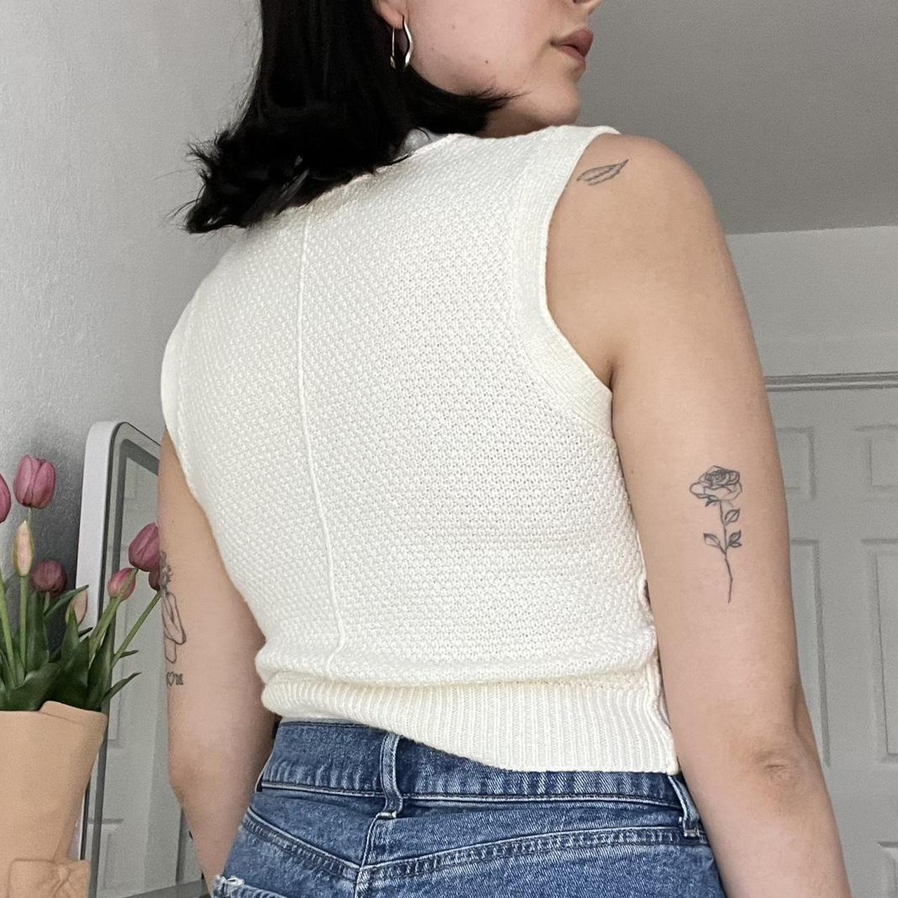 Cream sweater vest with pattern buttons Size S Depop