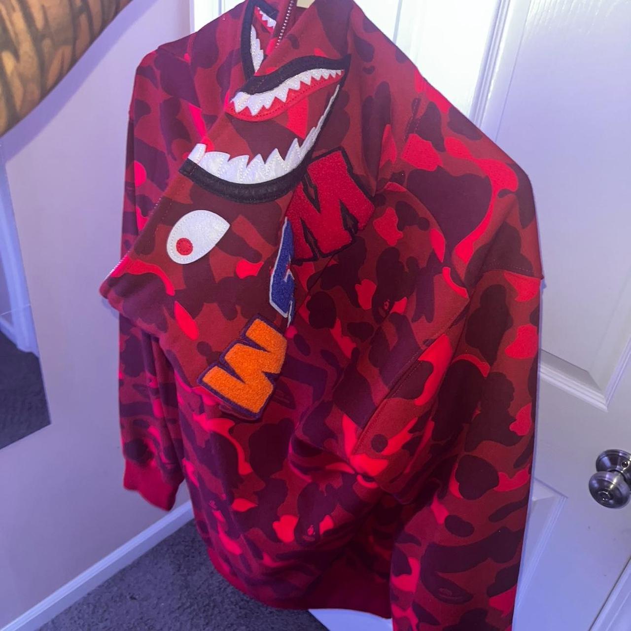 Red Bape Hoodie Jacket Bought for $350 3 months... - Depop