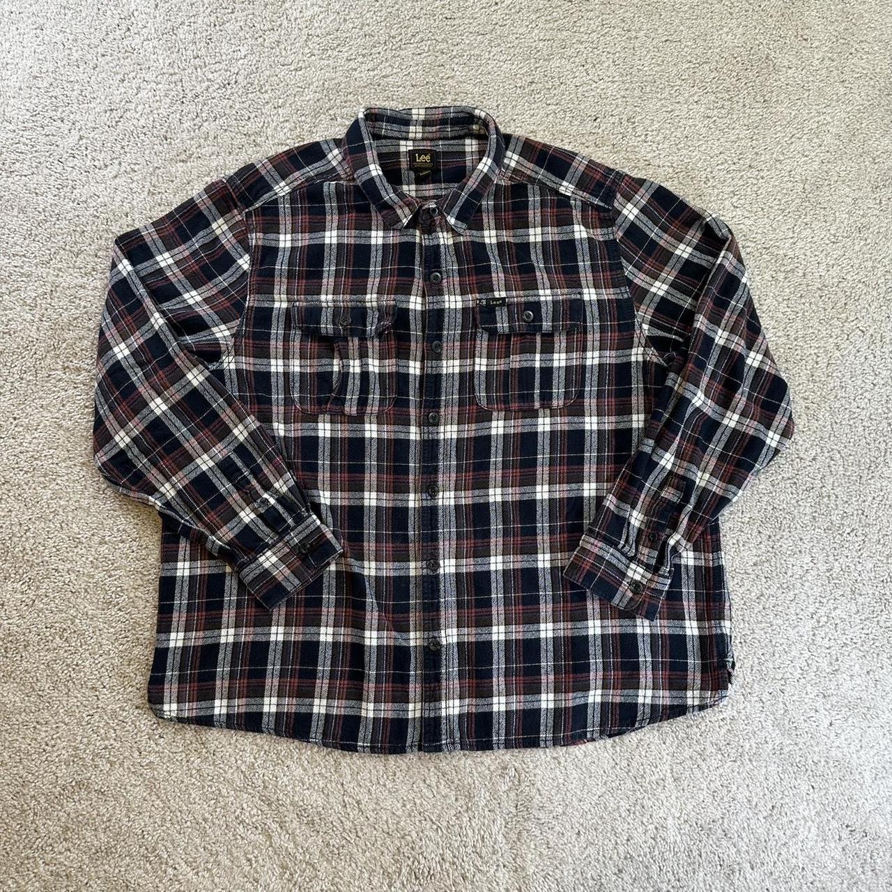 Lee Flannel Shirt Mens 2XL Plaid Long Sleeve Button... - Depop