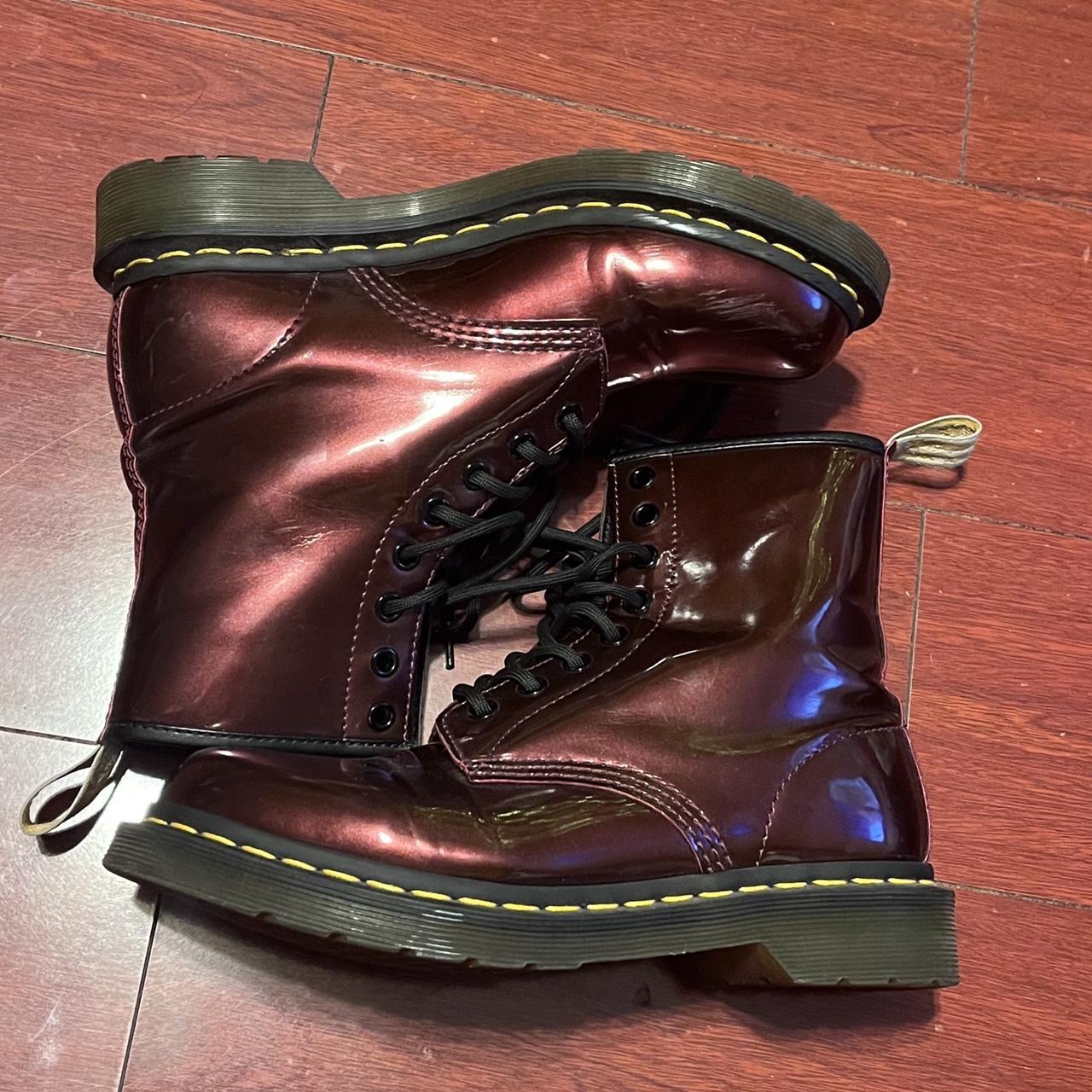 Doc Marten boots Glossy Burgundy Size 7 US Good... Depop