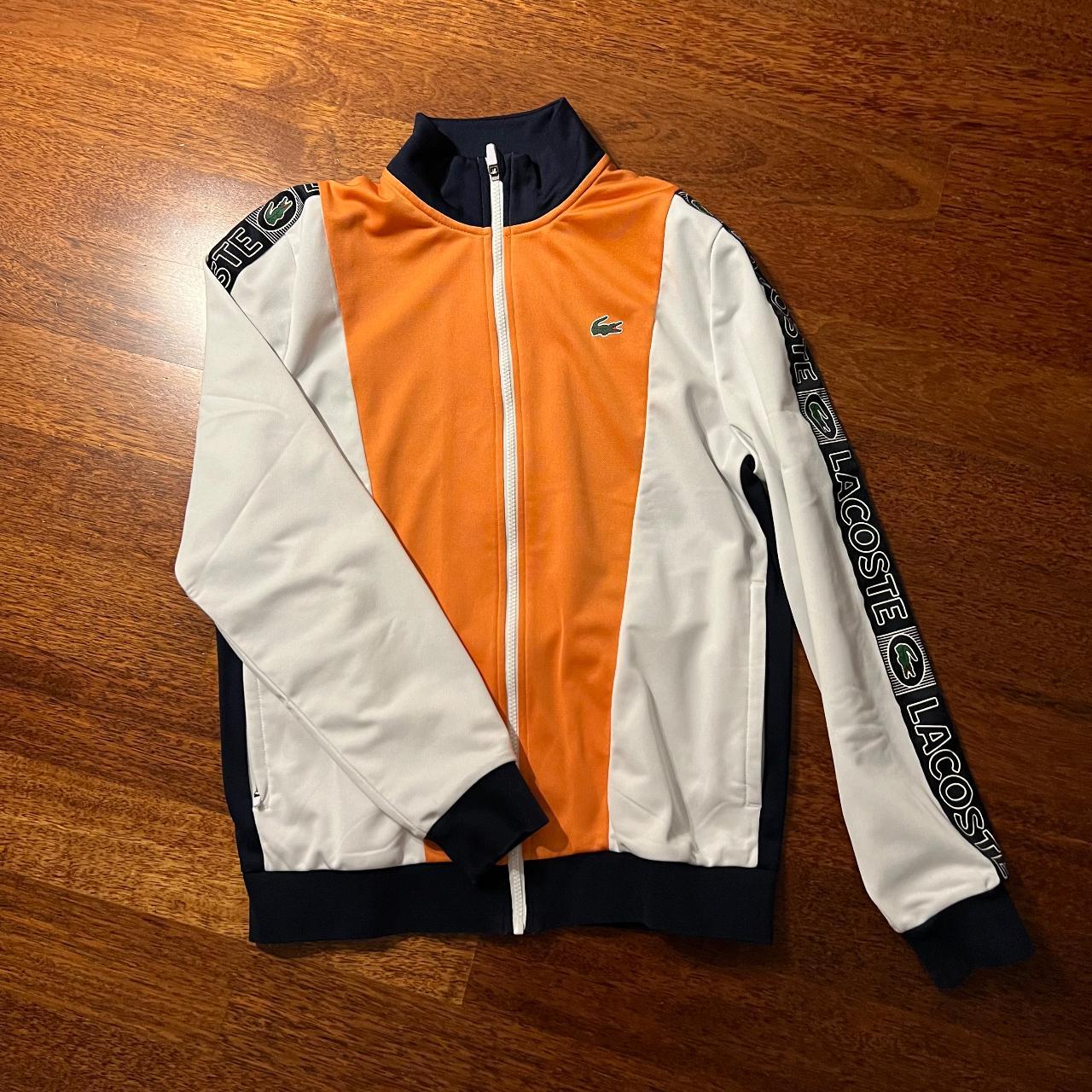 Orange lacoste hot sale tracksuit